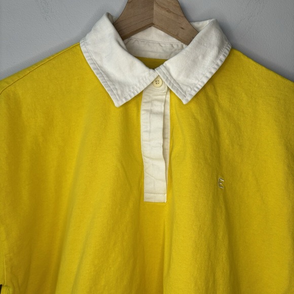 Everlane Rugby Shirt Women's Large Top Marigold Yellow Collar‎ Cotton Polo Boxy - Picture 2 of 12